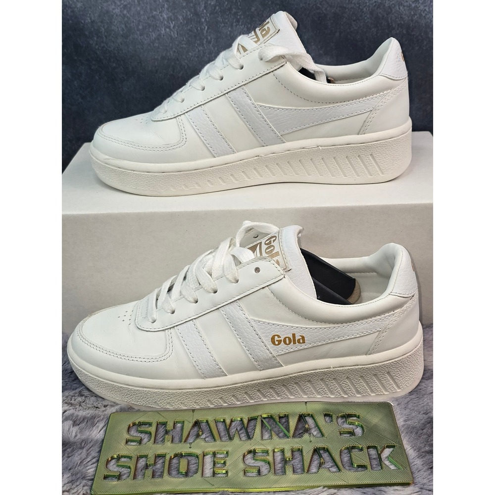 Gola Grandslam Leather White Gold Platform Sneakers Womens Size 5